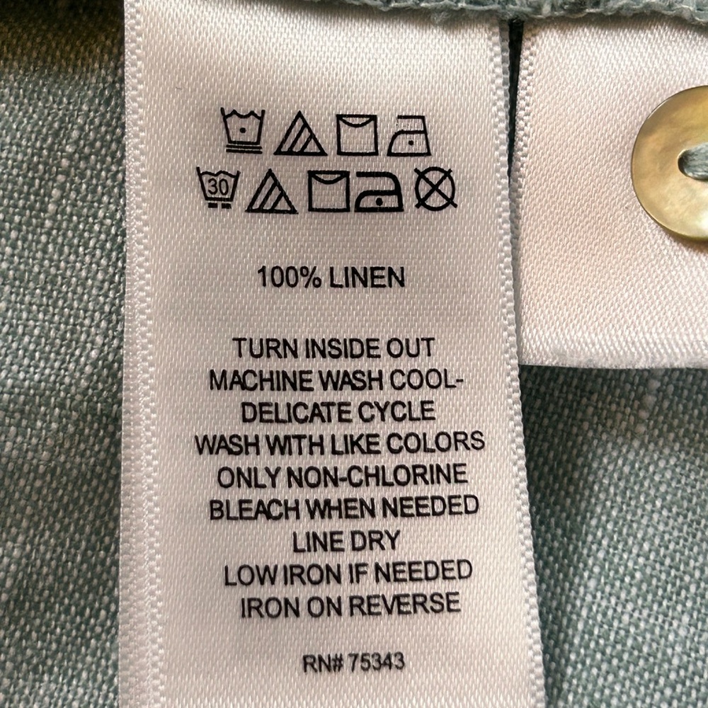 Sigrid Olsen 100% Linen Button Down Sage Color Sh… - image 6